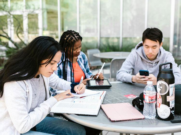 Students studying at a table